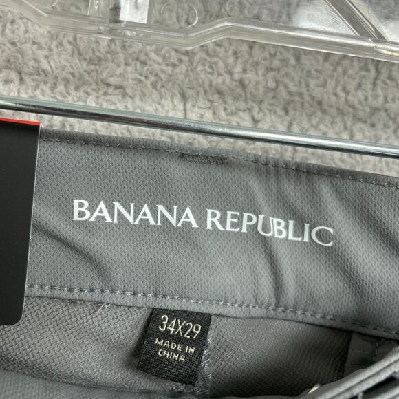 NEW Banana Republic Flat Front Men's 34x29 Tech Pants Gray 100% Polyester - Picture 5 of 9